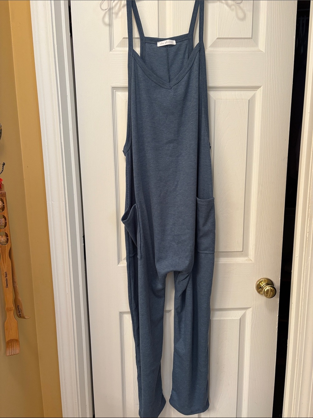 Ces Femme Dusty Blue Sleeveless Oversized Jumpsuit with Pockets